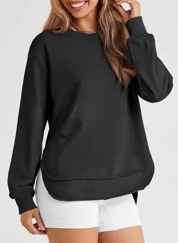 Vista 4 de EVALESS Sudadera con cuello redondo para mujer Negro