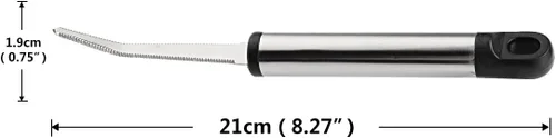 Vista 5 de Cuchillo de fruta de pomelo, utilidad dentada curvada de acero inoxidable con pelador de cocina de mango largo