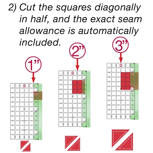 Vista 6 de guidelines4quilting costura allowance además para la mitad Square triángulos, 30,5 cm)