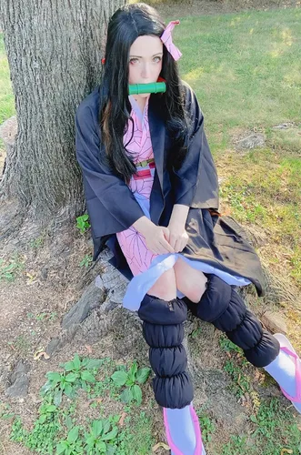 Vista 6 de DAZCOS Anime Nezuko - Disfraz de cosplay de Kamado Nezuko para mujer con boquilla para Halloween