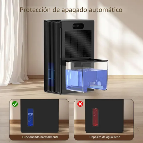 Vista 7 de NineSky Deshumidificador, deshumidificador de 1000 pies cuadrados para el hogar con tanque de agua grande de 95 onzas, deshumidificador silencioso