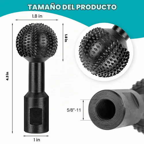 Vista 2 de BLEKOO 2 rebabas rotativas de esfera con roscas de 5/8-11, herramientas de tallado de madera para amoladora angular de 4 1/2 y 5 pulgadas