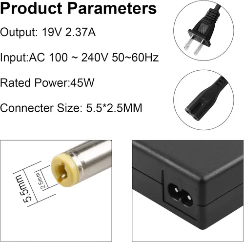 Vista 4 de PA3822U-1ACA PA5044U-1ACA PA5096U-1ACA PA5177U-1AC3 Cargador compatible con Toshiba Satellite C50 C55 C75 E45T L50 L55 L55D L75 S50 S55 S55 S70 S75