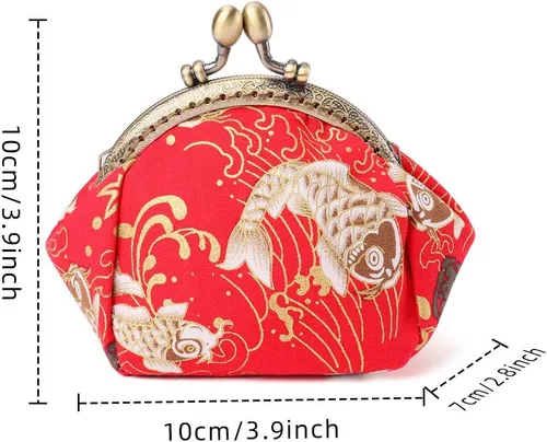 Vista 6 de iSuperb Monedero tipo monedero con cierre de cierre, estilo retro, mini bolsa de gran capacidad, bolso de mano para niñas y mujeres