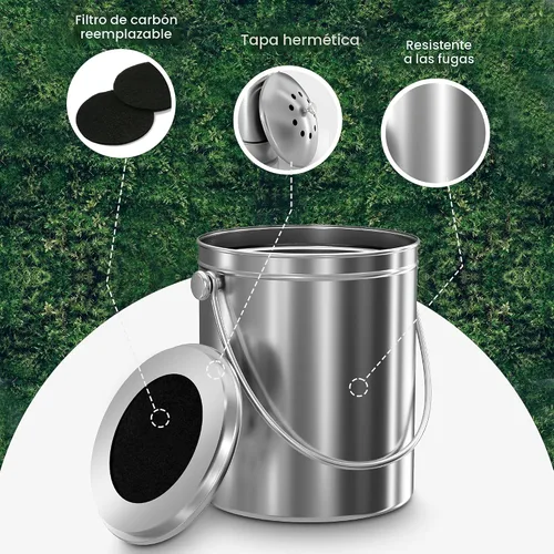 Vista 5 de Utopia Kitchen Contenedor de compostaje para encimera de 1 galón, acero Plateado