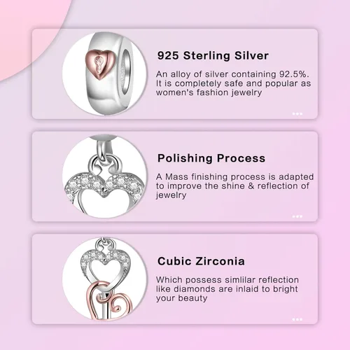 Vista 5 de Abalorio de plata de ley 925 para madre, hija, abuela, para familia, amor, madre, hija, abuela, para pulseras, collares, dijes, joyas, regalo