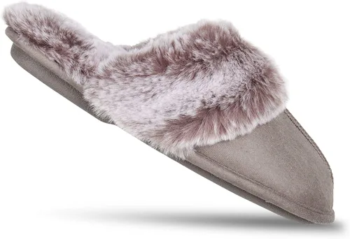 Vista 7 de Jessica Simpson - Pantuflas cómodas de piel sintética para mujer con suela antideslizante y espuma viscoelástica