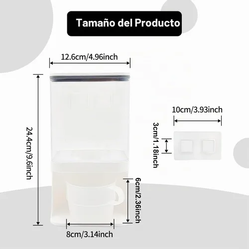 Vista 2 de Dispensador de detergente para lavandería, dispensador de detergente para ropa de pared con soporte para tazas de espiga, adecuado para cuentas