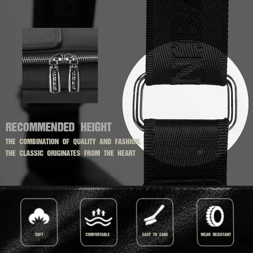 Vista 4 de Leathario Bolso de hombro para hombre, de cuero auténtico, pequeño bolso de mensajero para hombre, bolso cruzado para hombre, bolso de viaje