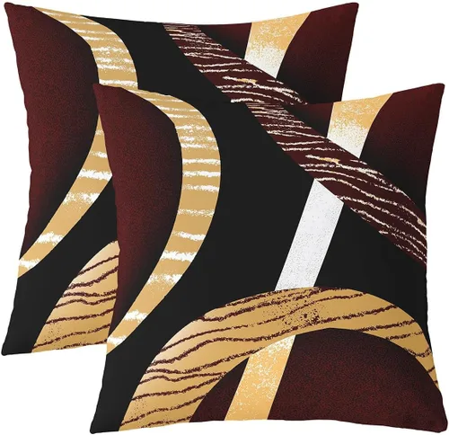 Vista 12 de Castle Fairy Juego de 2 fundas de almohada modernas con estampado de líneas geométricas de doble cara de 16 x 16 pulgadas, color gris, negro y rojo