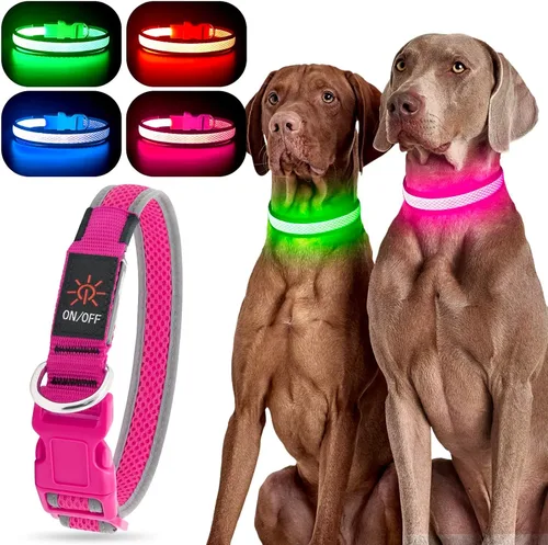 Vista 9 de YFbrite Collar LED para perro XS, ligero collar para gato, cómodo collar de cachorro iluminado, recargable por USB, luz de seguridad ajustable