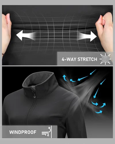 Vista 6 de 33,000ft Chaqueta ligera Softshell para mujer, con forro polar, rompevientos, impermeable, cálida para correr, golf, senderismo