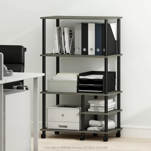 Vista 26 de Furinno Turn-N-Tube - Estantería multipropósito con exhibición y almacenamiento para impresora de 3 niveles, sin herramientas, color pino ámbar