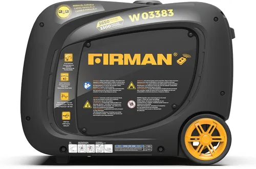 Vista 8 de FIRMAN Generador Portátil Inversor W03383, 3650W Arranque Remoto Potencia a Gas, 3300W Vatios de Funcionamiento, Silenciador Silencioso Serie