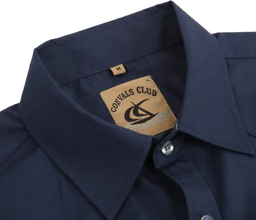 Vista 3 de Camisas de manga corta para hombre, estilo vaquero, estilo vaquero, con botones y sin arrugas
