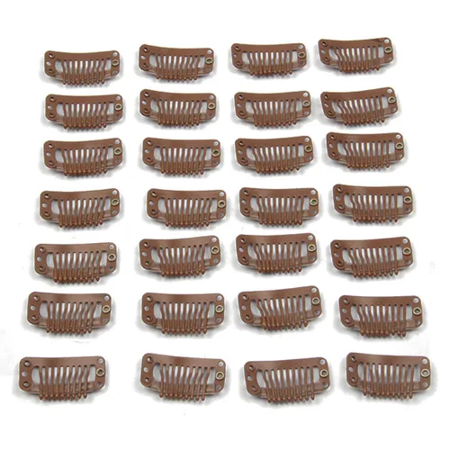 Vista 10 de 20 clips de metal para extensiones de cabello y pelucas Beige -20 piezas