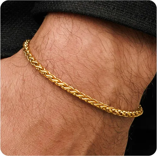 Vista 14 de Galis Pulsera Dvir para hombre, acero inoxidable para hombres, pulseras de cadena de cuerda que no se deslustra, regalo de cumpleaños elegante