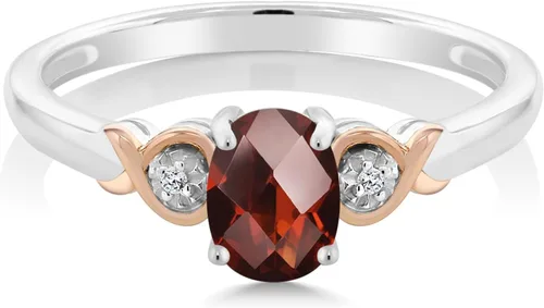 Vista 29 de Gem Stone King Anillo de compromiso de plata de ley 925 y oro rosa de 10 quilates, piedra preciosa ovalada de 0.276 x 0.197 in, con acento