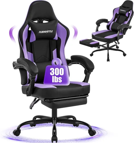 Vista 9 de Silla de juegos con reposapiés, sillas reclinables de videojuegos para adultos con soporte lumbar, reposabrazos articulados, silla ergonómica