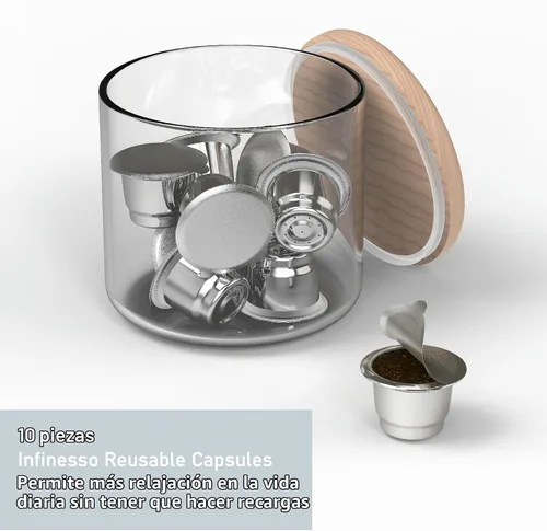 Vista 4 de 10 cápsulas reutilizables para Nespresso OriginalLine - 300 tapas de aluminio con 10 cápsulas de café recargables compatibles con la máquina