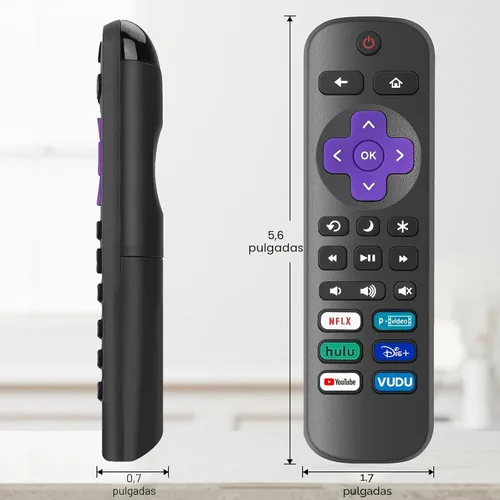 Vista 6 de Paquete de 2 controles remotos de repuesto solo para Roku TV, compatible con TCL Roku/Hisense Roku/Onn Roku Series Smart TV