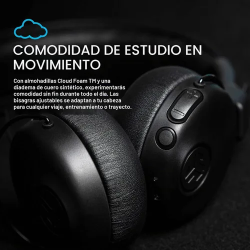 Vista 5 de JLab Studio ANC, auriculares inalámbricos con cancelación activa de ruido, auriculares Bluetooth plegables, color negro