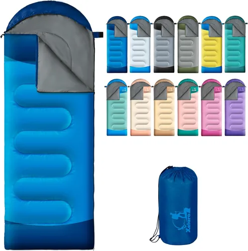 Vista 13 de Sacos de dormir para adultos y niños - 3 estaciones para clima frío y cálido, impermeables para acampar - Sacos de dormir ligeros para camping