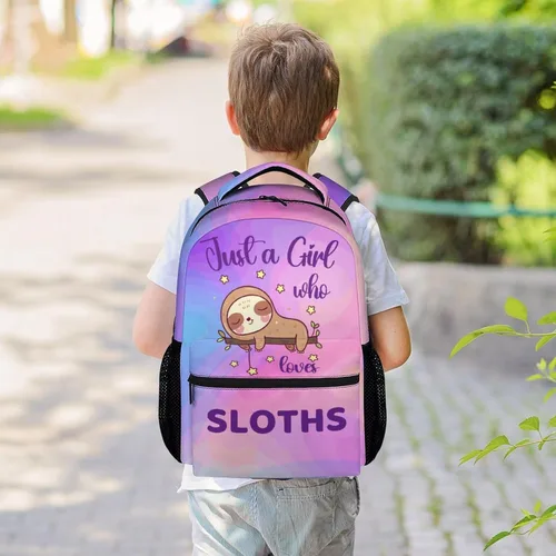 Vista 2 de Mochila de perezoso para niñas y niños, mochilas de 16 pulgadas para la escuela, linda, correas ajustables, duradera, ligera, perezoso (Sloth2)