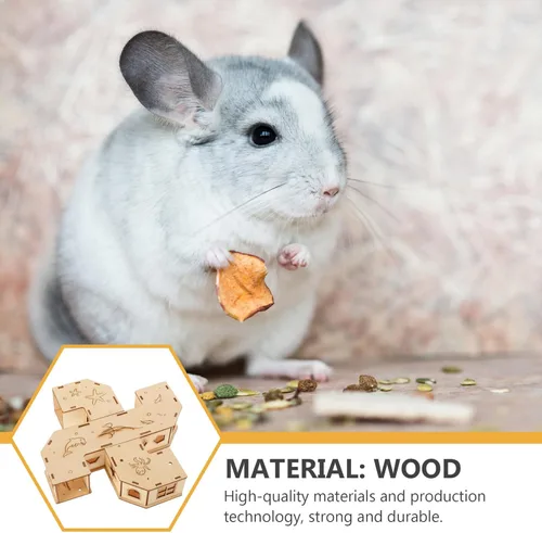 Vista 9 de Hamster Tunnel Labyrinth House- Juguete de laberinto de hámster de madera, juguete para hacer ejercicio de túnel de mascotas, casa creativa