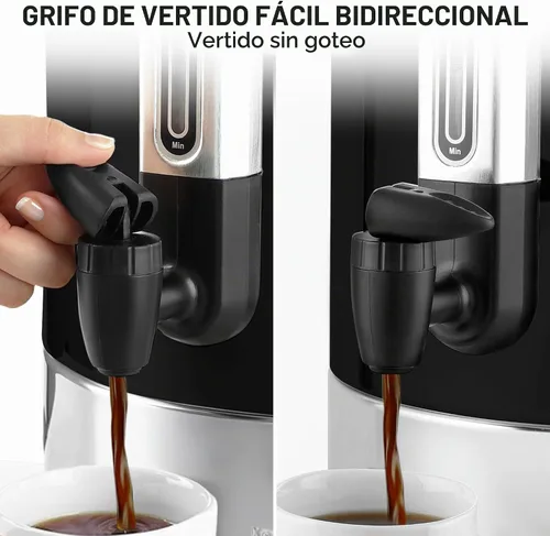 Vista 7 de Zulay Kitchen Cafetera de grado comercial, urna de agua caliente, percoladora con acero inoxidable de doble pared, preparación rápida, se mantiene