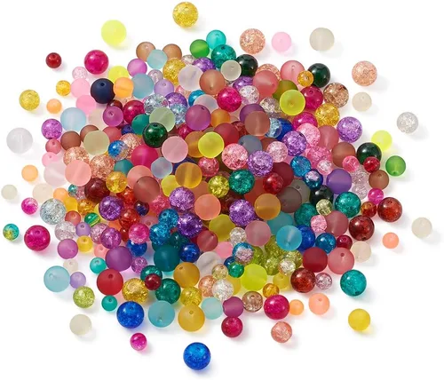 Vista 29 de Craftdady - 500 piezas de cuentas de vidrio redondas de 4 mm esmeriladas transparentes con cristal mate. Cuentas de vidrio esféricas pequeñas y 20