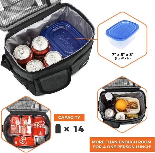 Vista 5 de OPUX Lonchera aislada para adultos, hombres, mujeres, niños y niñas Bolsa térmica mediana a prueba de fugas para la escuela, trabajo, oficina
