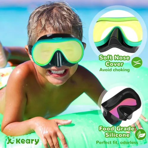 Vista 3 de Keary Gafas de natación para niños con cubierta de nariz para 5-16 años, máscara de natación para niños pequeños, niñas y jóvenes, antivaho