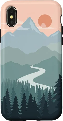 Vista 5 de Boho Chic Pines Forest Mountains Landscape Minimal Sunset Case for iPhone 16