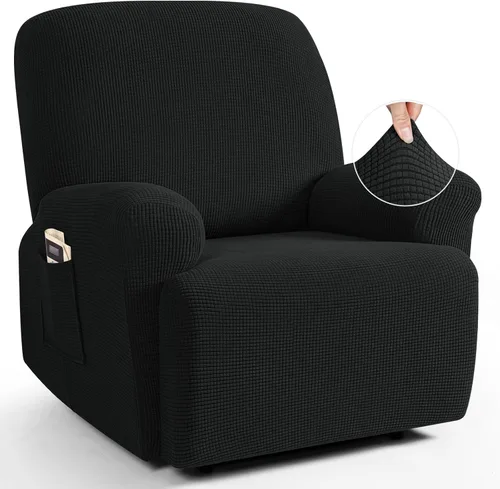 Vista 39 de TAOCOCO Funda reclinable de 4 piezas, funda elástica para sofá reclinable de 4 piezas, funda reclinable con 1 asiento, protector de sofá suave