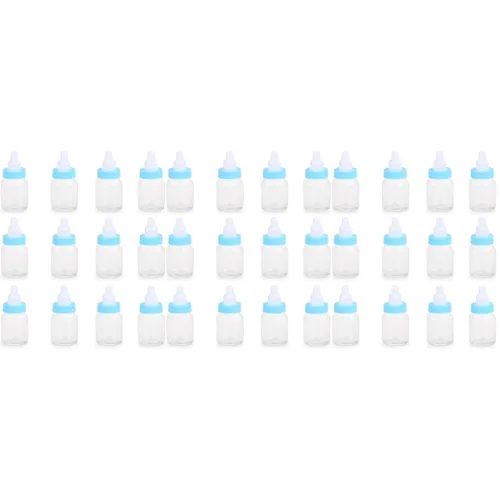 Vista 8 de 36 piezas de suministros de alimentación favores mini comedero fiestas azul bautismo Contianers forma niños para botella de leche fiesta