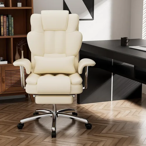 Vista 2 de Big and Tall Executive Office Chair with Adjustable Footrest PU Leather Reclining Computer Chair Ergonomic High Back Swivel Heavy Duty for Home