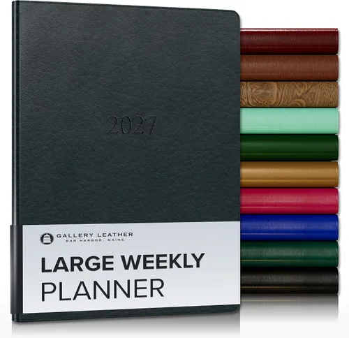 Vista 31 de Gallery Leather Planificador Semanal y Mensual Grande 2025-2026, Calendario Planificador y Cuaderno Elegantemente Encuadernado con Elegantes Bordes