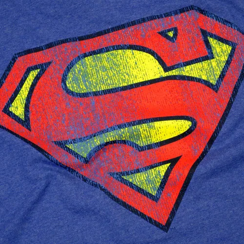 Vista 5 de Superman Classic Logo Distressed Heather Adult Unisex T-Shirt & Stickers