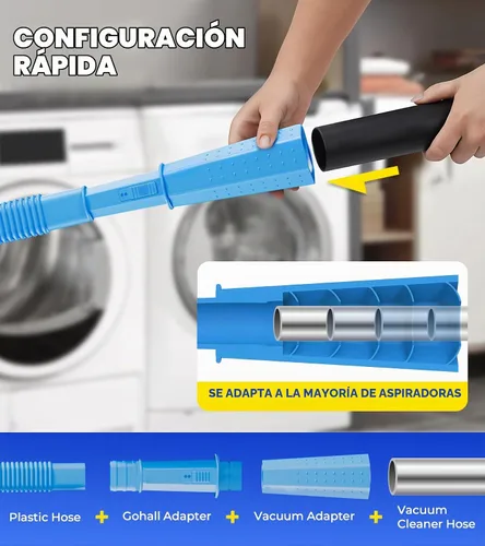Vista 2 de Kit limpiador de ventilación para secadora - Accesorio flexible para Azul