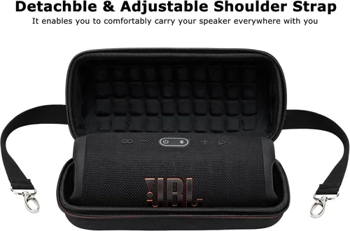 Vista 3 de Ginsco Funda rígida de transporte para JBL Charge 5/Charge 4 impermeable portátil Bluetooth altavoz, funda de viaje con correa ajustable