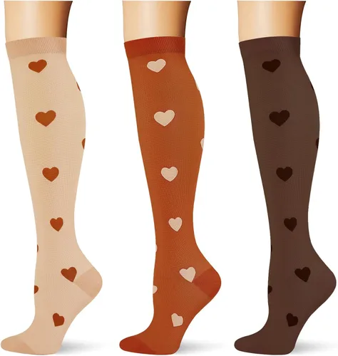 Vista 10 de (3 pares) Calcetines de compresión 20-30 mmHg, calcetines largos hasta la rodilla para mujeres y hombres, soporte atlético, para viajes y uso diario