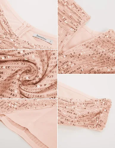 Vista 5 de JASAMBAC Vestido de lentejuelas con hombros descubiertos para mujer con dobladillo de tulipán abertura fruncida para boda noche fiesta cóctel