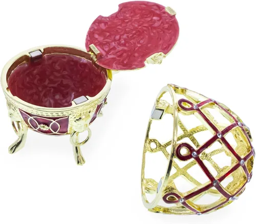 Vista 5 de BestPysanky Figura de huevo de león dorado en la jaula de joyas