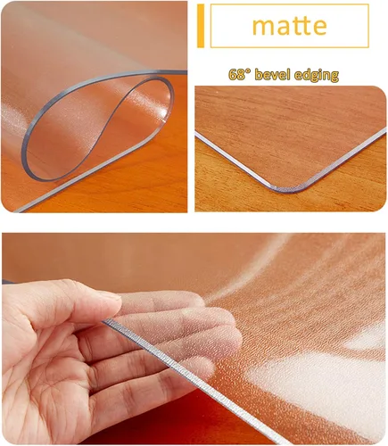 Vista 3 de Protector de mesa transparente esmerilado de vidrio suave de PVC, 0.059 in de grosor, impermeable, a prueba de aceite, lavable, antideslizante, 20 x