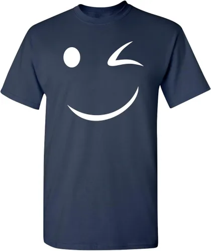 Vista 14 de Camiseta divertida con diseño de cara sonriente con texto en inglés «Happy Wink»