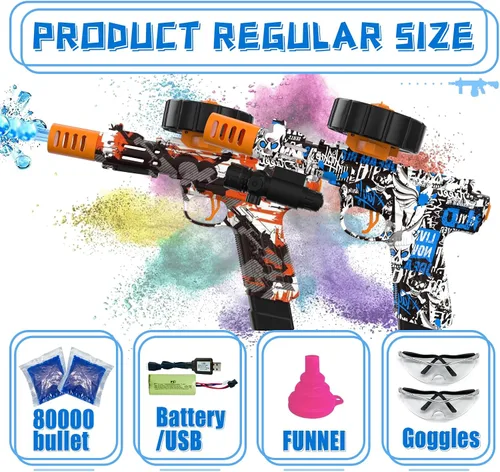 Vista 9 de Pistola eléctrica de bolas de gel, pistola automática de bolas de salpicadura de alta velocidad con más de 80,000 y gafas protectoras, juguetes