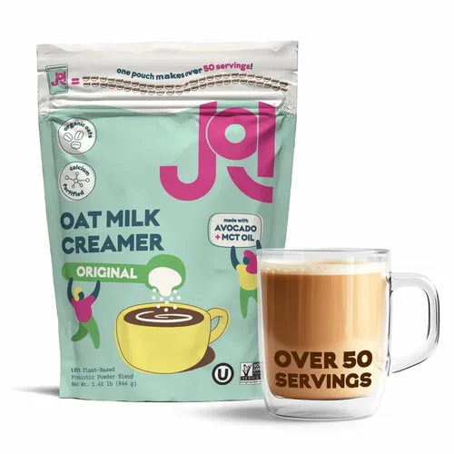 Vista 13 de Crema para café de leche de avena, endulzada en caja de 10 unidades de JOI - Superalimento, vegana, sin lácteos, a base de plantas, kosher, de larga