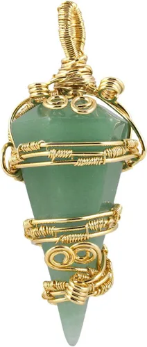 Vista 7 de TUMBEELLUWA Collar con colgante de piedra de cristal curativo para mujeres y hombres, hecho a mano envuelto en alambre con péndulo Reiki con cadena
