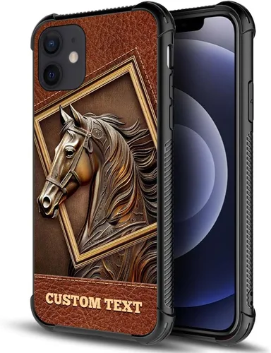 Vista 11 de ZHEGAILIAN Funda compatible con iPhone 8 Plus, funda con texto personalizado de caballo para iPhone 7 Plus, diseño personalizado de tu texto, funda